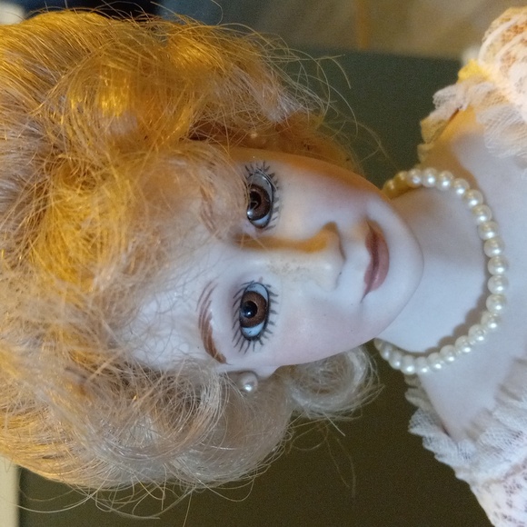 Elegant Pink Porcelain Doll with Umbrella - Picture 3 of 5